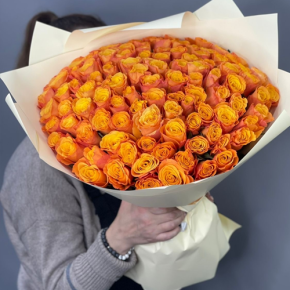 Букет из 101 огненной розы (40 см) в Долгопрудном