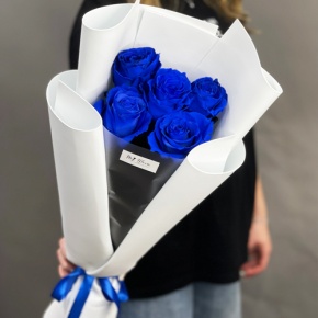 Букет из 5 синих роз Эквадор в Долгопрудном