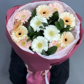 Букет из 13 белых гербер микс в Долгопрудном