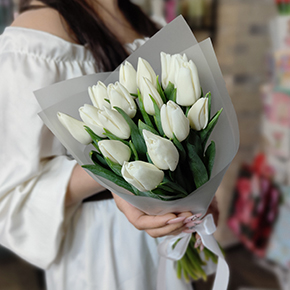 Букет из 15 белых тюльпанов в Долгопрудном