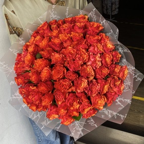 Букет 75 огненных роз (40 см) в Долгопрудном