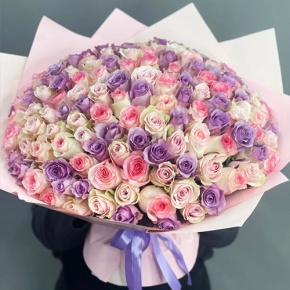 Букет из 101 розы нежный микс (40 см) в Долгопрудном