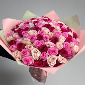 Букет "Ода любви" из 101 розы микс (40 см) в Долгопрудном