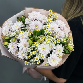 Букет "Сиэтл" из хризантем, альстромерий и ромашек в Долгопрудном