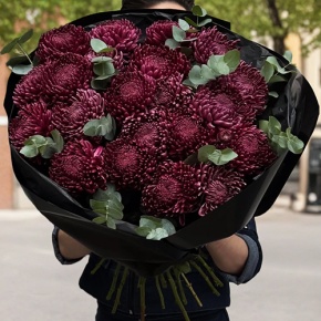 Букет из 21 винной хризантемы Бигоуди в Долгопрудном