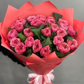 Букет из 25 махровых пионовидных роз Риджентс парк  (70 см) в Долгопрудном