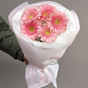 Букет из 5 розовых гербер мини в Долгопрудном