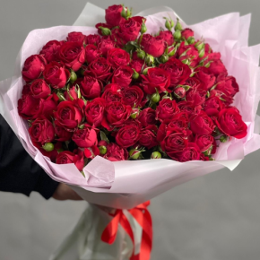 Букет из 17 красных кустовых пионовидных роз (50 см) в Долгопрудном