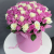 Композиция в шляпной коробке из 151 розы кения микс в Долгопрудном